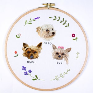 Custom Embroider Multiple Pet Portrait Personalized Gift for Her Commission Pet Portrait Gifts for Best Friend image 2