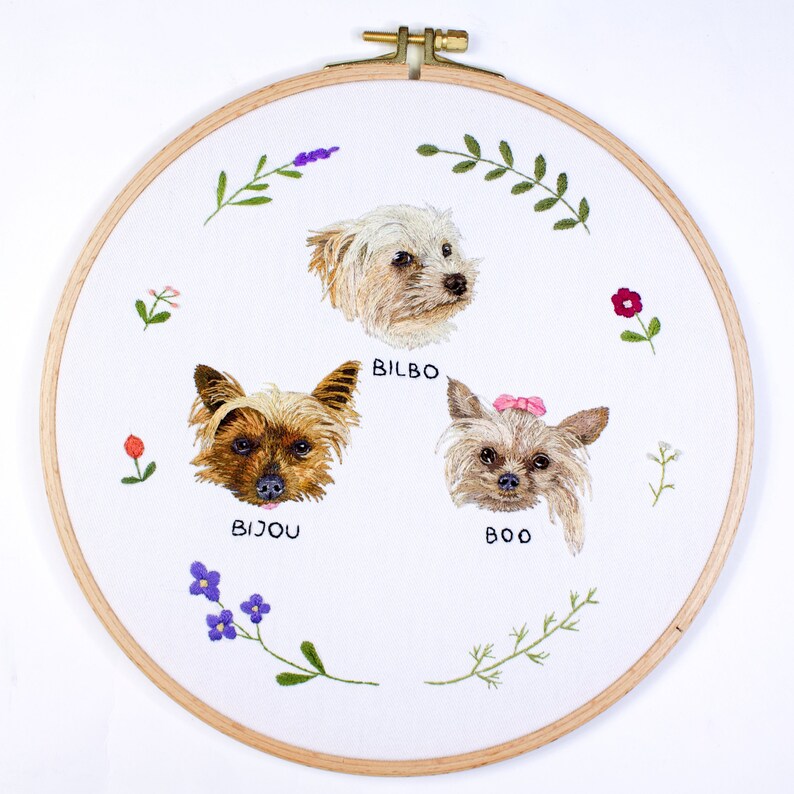 Custom Embroider Multiple Pet Portrait Personalized Gift for Her Commission Pet Portrait Gifts for Best Friend image 2