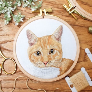 Custom Pet Portrait Embroidery: Photo Realistic Hoop Art Gift