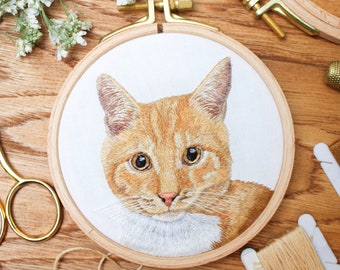Custom Pet Portrait Embroidery Artwork - Personalized Gift for Her - Photo Realistic Hoop Art - Pet Sympathy Gift