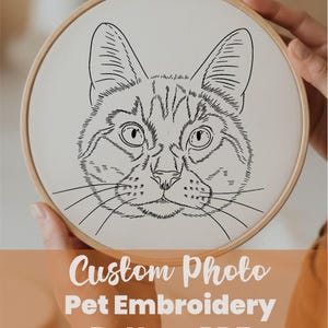 Patrón de bordado personalizado para retrato de mascota: Contorno de perro o gato (descarga en PDF de 6x6 pulgadas)