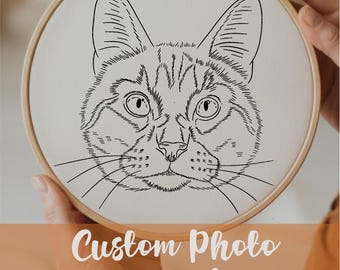 Custom Pet Portrait Embroidery Pattern: Dog or Cat Outline (PDF Download 6x6 inches)