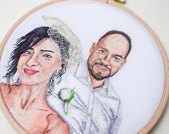 Ritratto di matrimonio ricamato personalizzato, regalo ricordo personalizzato per l'anniversario