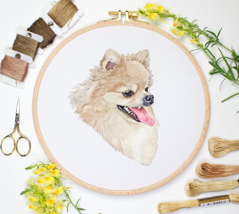 Custom Pet Portrait Embroidery Pet Memorial Embroidery Art Etsy