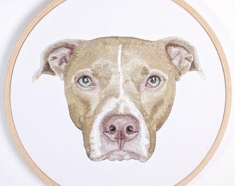 Custom Pet Portrait Embroidery Hoop, Pet Memorial Artwork