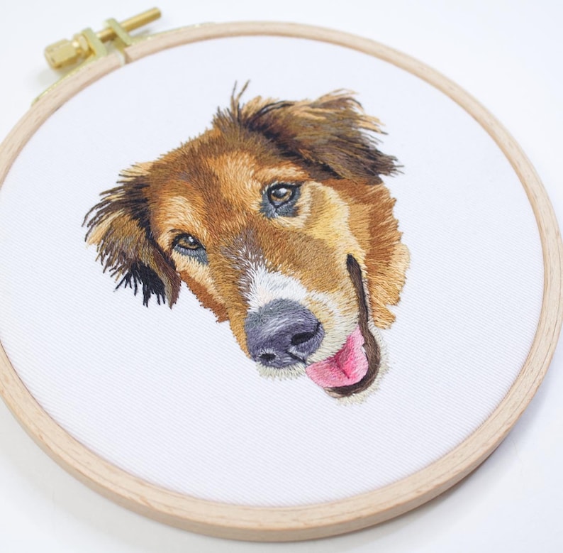 Custom Pet Embroidery Portrait: Personalized Photo Embroidery Hoop Cherished Dog and Cat Memorials, Unique Custom Gifts image 5