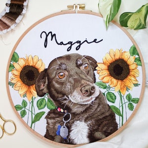 Embroidery Pet Portrait from Photo Personalized Cat or Dog Portrait Portrait Gift Hand Embroider Pet Gift image 4