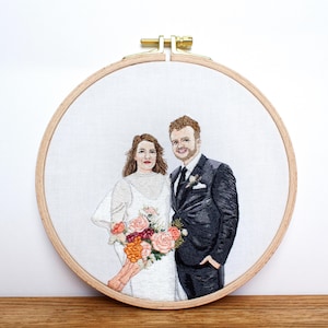 Spersonalizowany, ręcznie haftowany portret pary