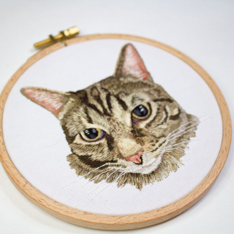 Custom Pet Embroidery Portrait: Personalized Photo Embroidery Hoop Cherished Dog and Cat Memorials, Unique Custom Gifts image 6