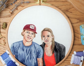 Custom Couple Portrait: The Perfect One-Year Anniversary Gift for Boyfriend | Personalized Embroidery Portrait Gifts and Wedding Present