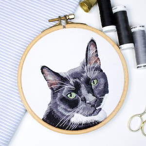 Embroidered Cat Portrait