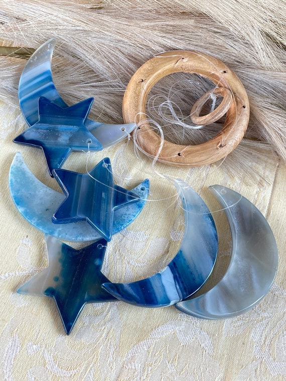 Agate Crescent Moon Wind Chime Agate Crescent Moon Wind Chime