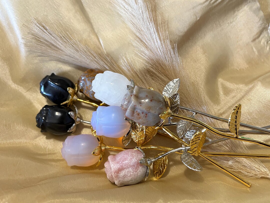 Crystal Roses on Stem - Carved Crystal Roses - Etsy Australia