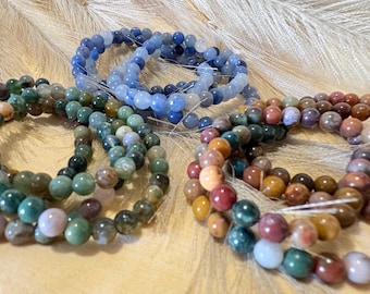 Pulseras de cristal pulido: Pulseras estilo mala con cuentas