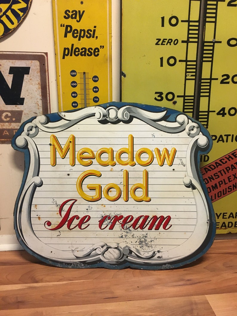 1940s MEADOW GOLD Ice Cream Store Sign | Etsy