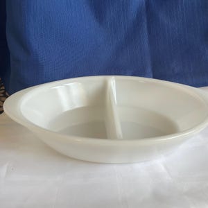 Vintage Glasbake White Milk Glass Divided Baking Dish – Mid-Century Ovenware
