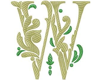 Embroidery Letter W Design Damask Font Download Machine Embroidery Initials Mini Embroidery Digital Font