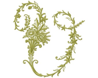 Embroidery Letter V Design Victorians style Machine Embroidery Initials Mini Embroidery Digital Font