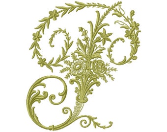 Embroidery Letter P Design Victorians style Machine Embroidery Initials Mini Embroidery Digital Font