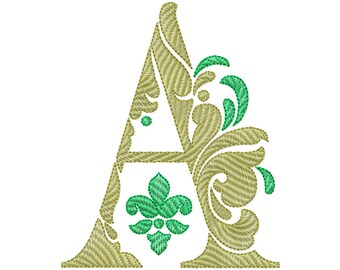 Embroidery Letter A Design Damask Font Download Machine Embroidery Initials Mini Embroidery Digital Font