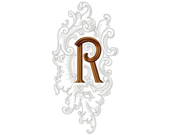 Embroidery Letter R Design Mediavel style Machine Embroidery Initials Mini Embroidery Digital Font