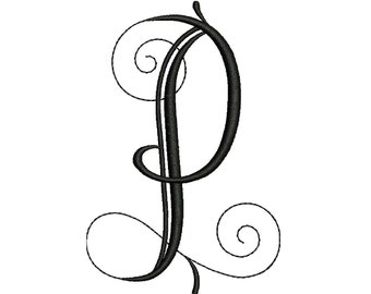 Embroidery Letter P Design Modern Embroidery Monogram Machine Embroidery Initials Mini Embroidery Digital font