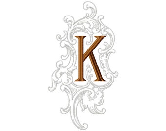 Embroidery Letter K Design Mediavel style Machine Embroidery Initials Mini Embroidery Digital Font