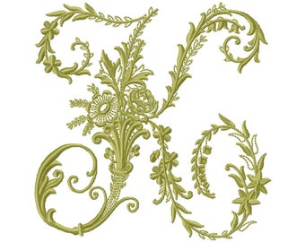Embroidery Letter K Design Victorians style Machine Embroidery Initials Mini Embroidery Digital Font