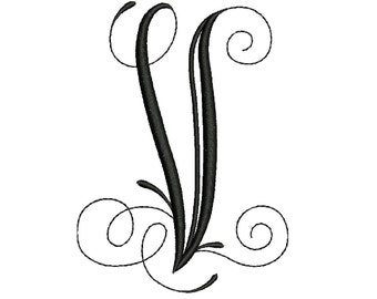 Embroidery Letter V Design Modern Embroidery Monogram Machine Embroidery Initials Mini Embroidery Digital font