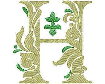 Embroidery Letter H Design Damask Font Download Machine Embroidery Initials Mini Embroidery Digital Font