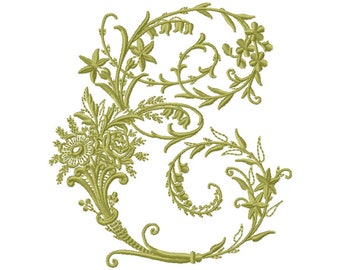 Embroidery Letter E Design Victorians style Machine Embroidery Initials Mini Embroidery Digital Font