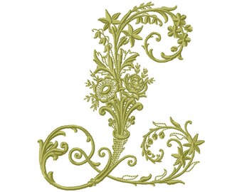 Embroidery Letter L Design Victorians style Machine Embroidery Initials Mini Embroidery Digital Font