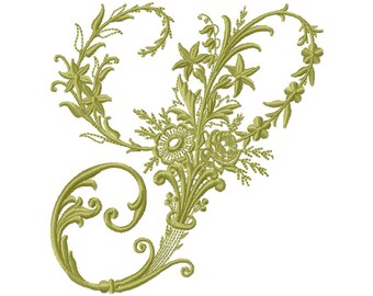 Embroidery Letter S Design Victorians style Machine Embroidery Initials Mini Embroidery Digital Font