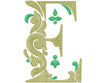 Embroidery Letter E Design Damask Font Download Machine Embroidery Initials Mini Embroidery Digital Font