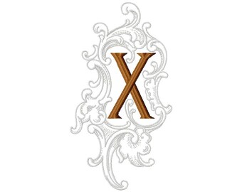 Embroidery Letter X Design Mediavel style Machine Embroidery Initials Mini Embroidery Digital Font