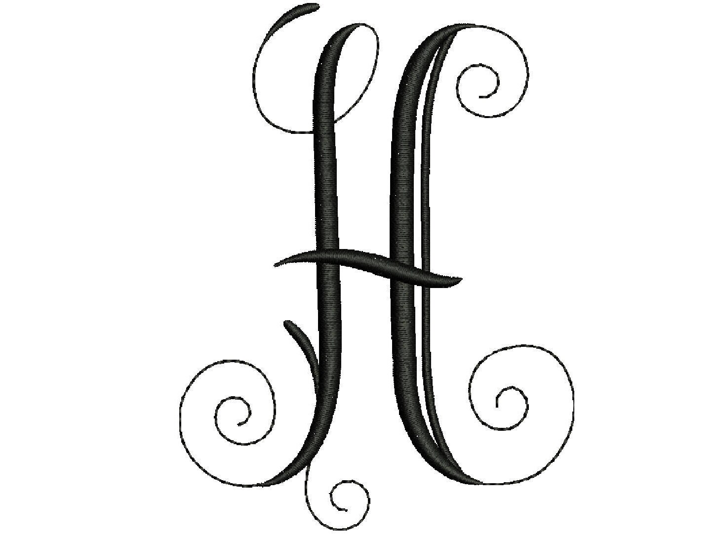Embroidery Letter H Design Modern Embroidery Monogram Machine Etsy