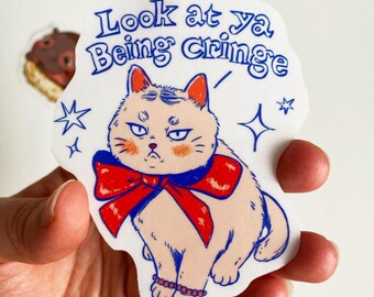 Cring Cat- transparent sticker