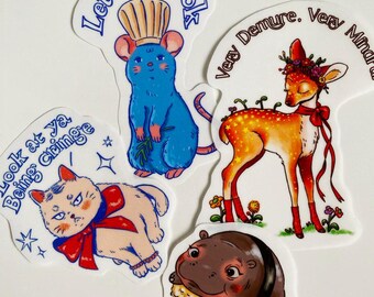 Animals party transparent sticker pack- gift for her