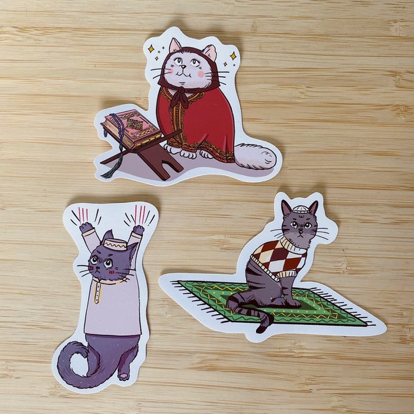 Mewslim Cats Sticker Pack- 3 muslim cats-gift for her