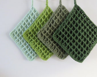 crocheted pot holders (set of 2) - various colors of green