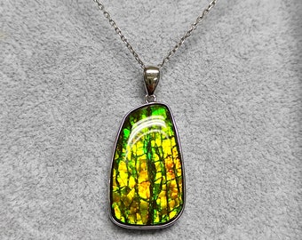 Free From ammolite triplet sterling silver pendant 32x18mm