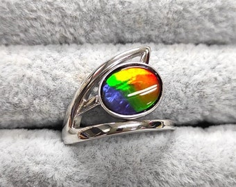 Oval triplet (10x8mm) sterling silver ring US ring size #8