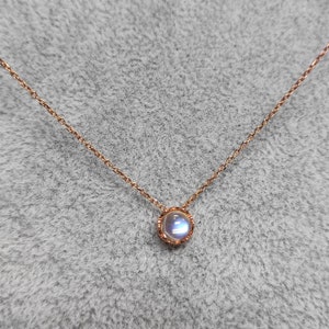 Round moon strone sterling silver rose gold pendant 6x6mm