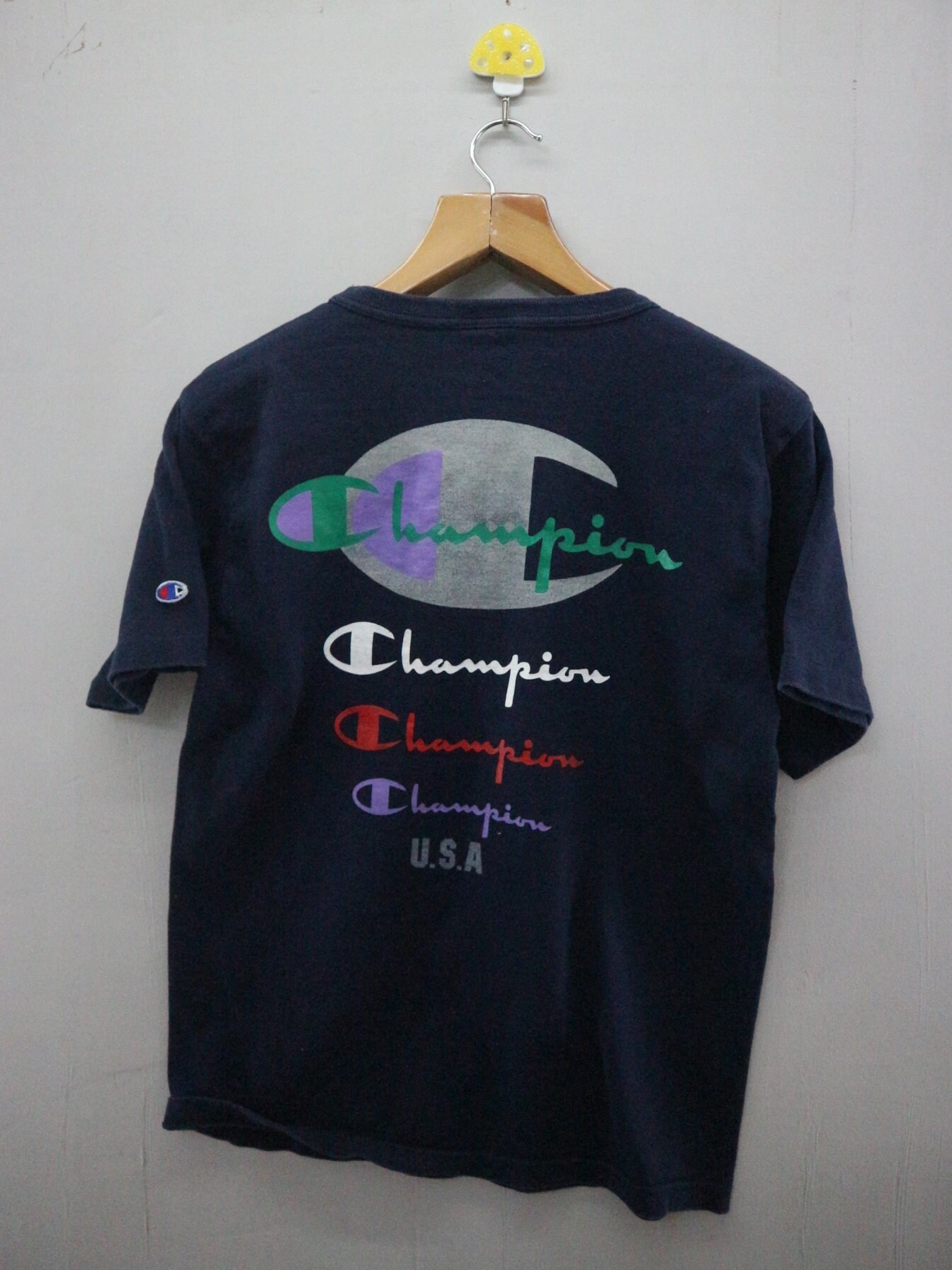 Vintage Champion Big Logo T Shirt Sport 
