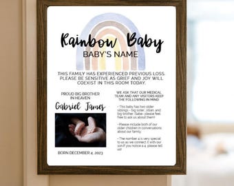 Rainbow Baby Hospital Door Sign: Editable Template (Digital Download)