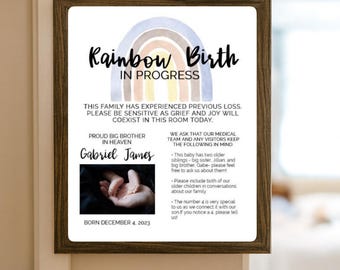 Rainbow Birth In Progress Sign: Editable Labor & Delivery Door (Digital Download)