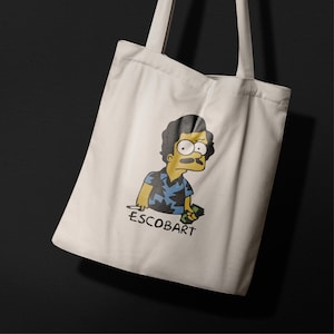 Bart Escobar Tote Bag, Humor Bag, Narcos Shoulder Bag, Parody Tote Bag, Funny Eco Bag, Gift Tote Bag, Shopping Tote Bag, Cartoons Bag