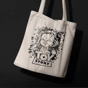 Toy Story Tote Bag, Humor Bag, Chucky Shoulder Bag, Horror Tote Bag, Funny Eco Bag, Gift Tote Bag, Shopping Tote Bag, Pixar Cartoon Bag
