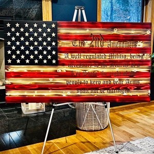 2nd Amendment flag, Wood Flag, Charred 2nd Amendment flag