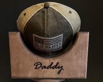 Soporte de sombrero de madera personalizado papá hecho a mano sombrero de madera regalo de almacenamiento para papá regalo para él padres papá sombrero titular regalo cumpleaños